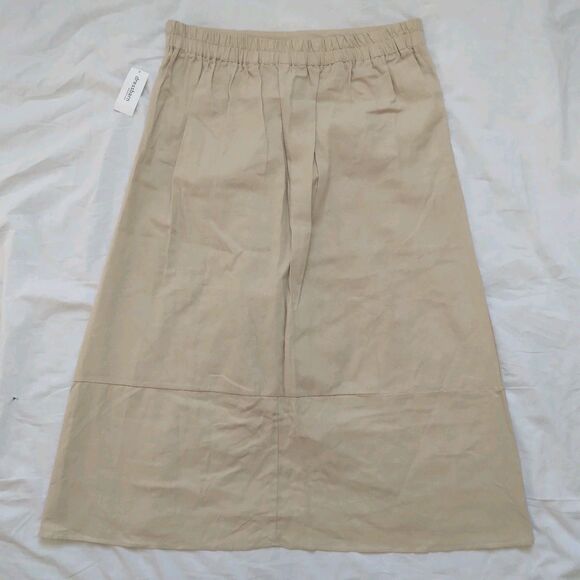 Westport Linen Blend Asymmetrical Skirt Ruffle Beige Lagenlook Coastal Womens L - Picture 6 of 8